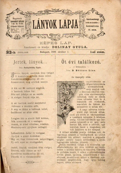 Lányok Lapja 23 - ik évfolyam 1 - 24. szám 1896 - Oskola Antikvárium