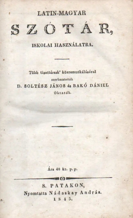 Latin - magyar szótár - Oskola Antikvárium