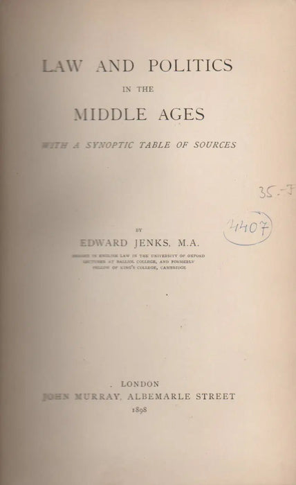 Law and Politics in the Middle Ages - Oskola Antikvárium