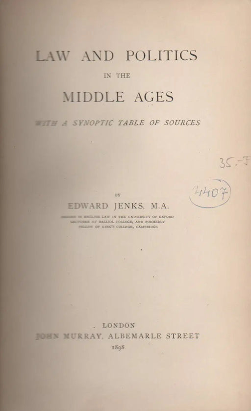 Law and Politics in the Middle Ages - Oskola Antikvárium