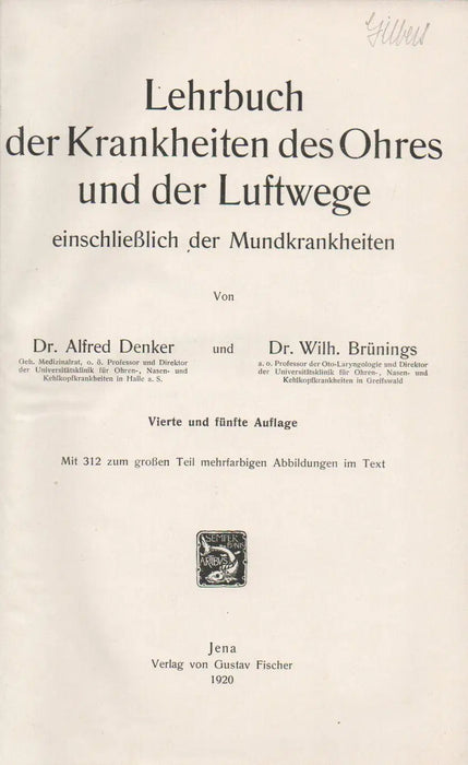 Lehrbuch der Krankheiten des Ohres und der Luftwege - Oskola Antikvárium