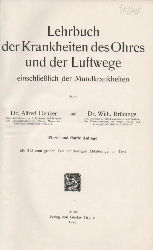 Lehrbuch der Krankheiten des Ohres und der Luftwege - Oskola Antikvárium