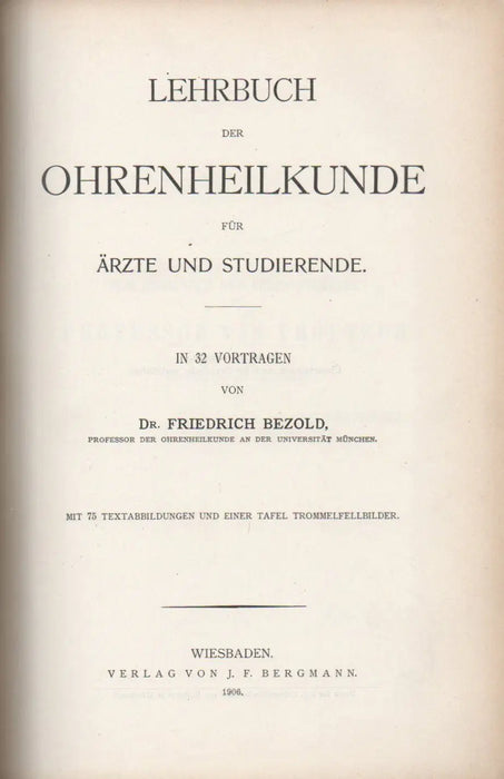 Lehrbuch der Ohrenheilkunde - Oskola Antikvárium