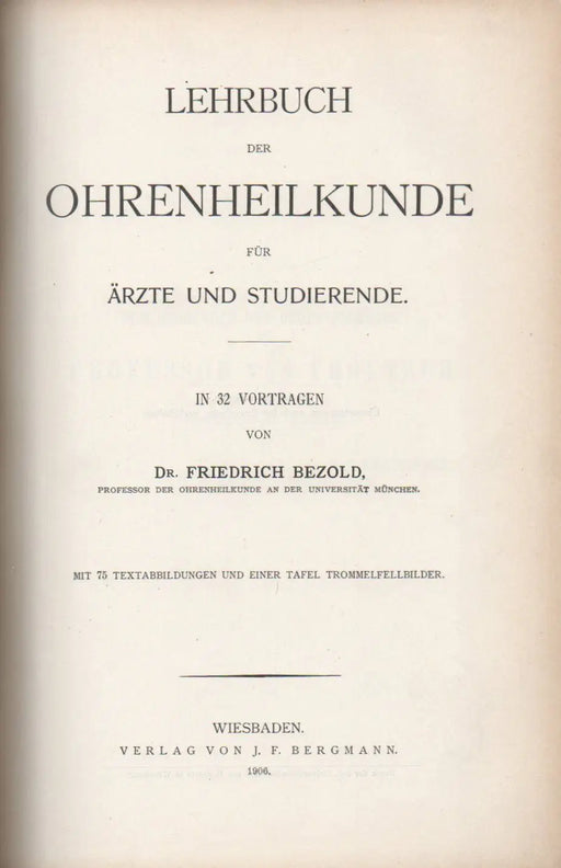 Lehrbuch der Ohrenheilkunde - Oskola Antikvárium