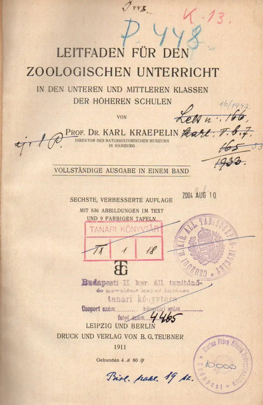 Leitfaden für den zoologischen Unterricht - Oskola Antikvárium