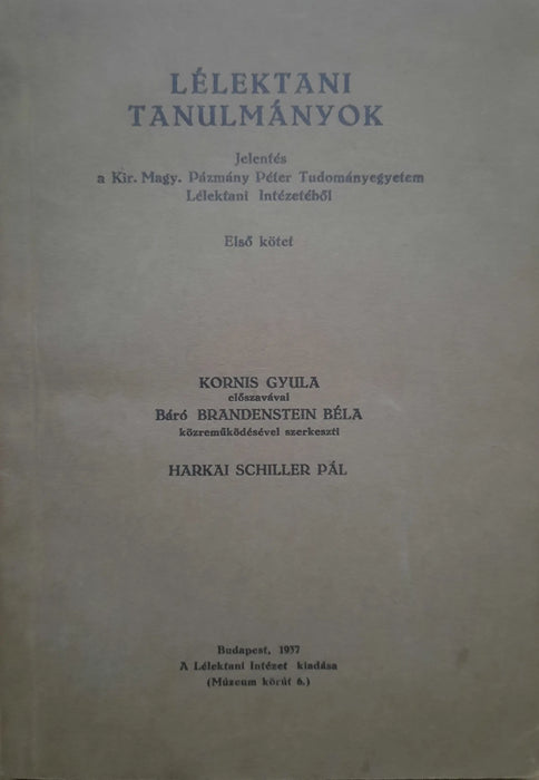 Lélektani tanulmányok I. - Oskola Antikvárium