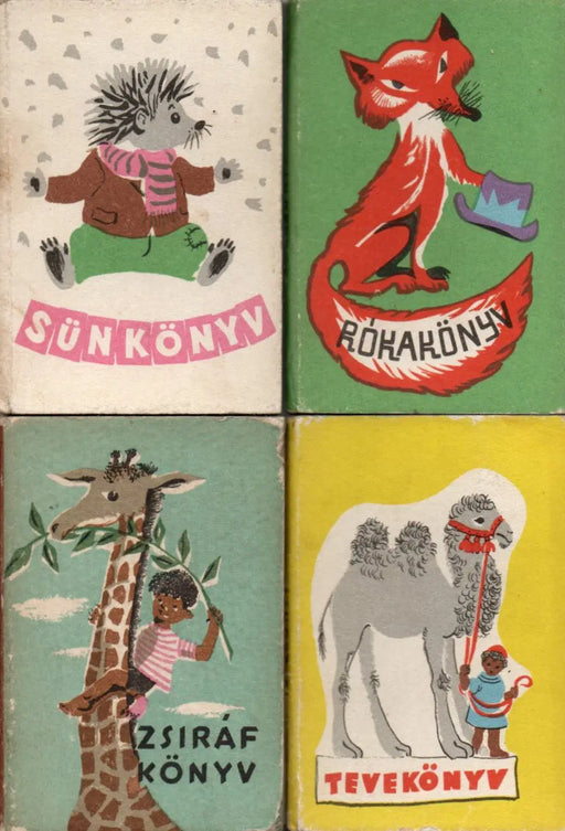 Liliputi Könyvtár: Cicakönyv, Cinkekönyv, Csacsikönyv, Csibekönyv, Elefántkönyv, Kacsakönyv, Kakaskönyv, Mókuskönyv, Pingvinkönyv, Rókakönyv, Sünkönyv, Tevekönyv, Zsiráfkönyv - Oskola Antikvárium