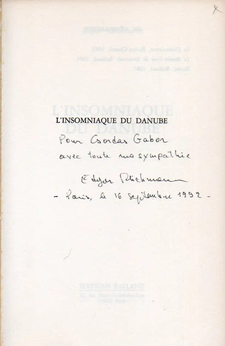 L'insomniaque du Danube - Oskola Antikvárium