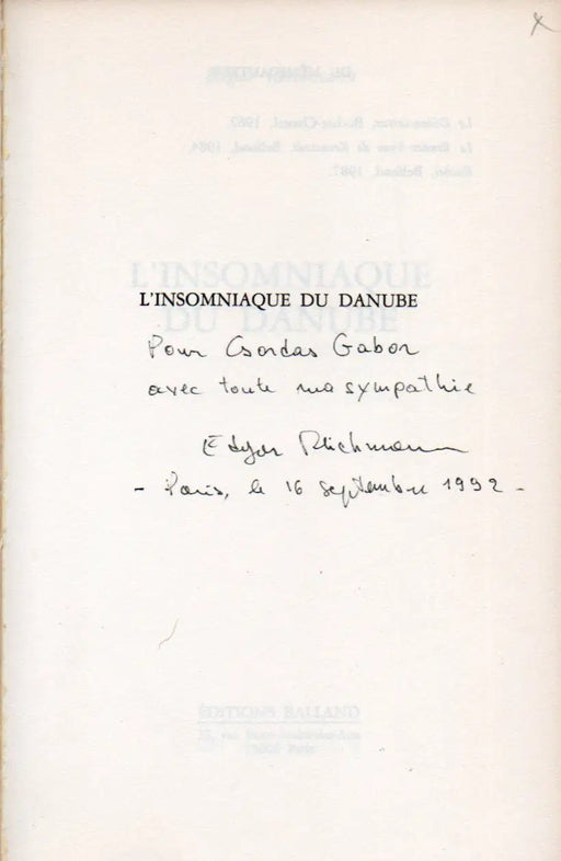 L'insomniaque du Danube - Oskola Antikvárium