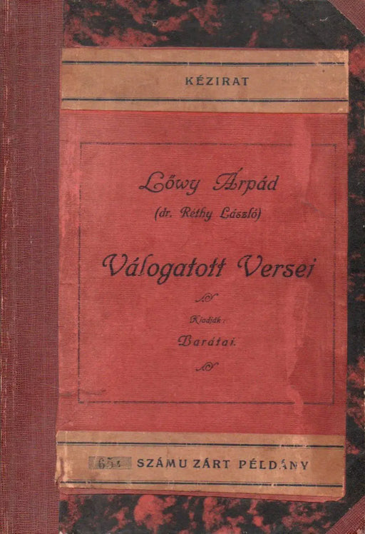 Lőwy Árpád (dr. Réthy László) válogatott versei - Oskola Antikvárium