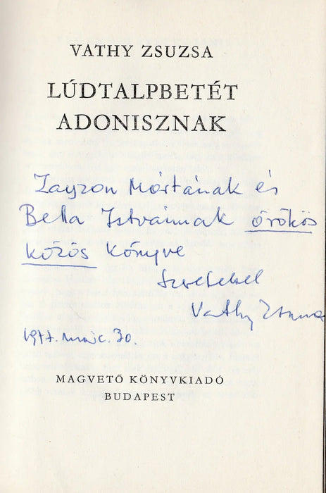 Lúdtalpbetét Adonisznak - Oskola Antikvárium