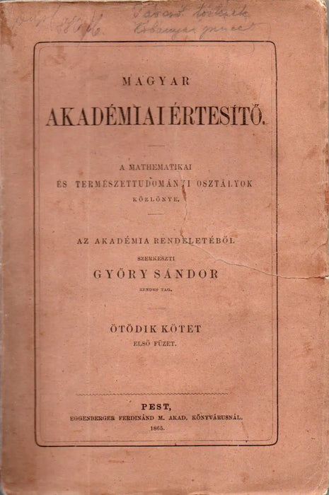 Magyar Akadémiai Értesítő V/1. - Oskola Antikvárium