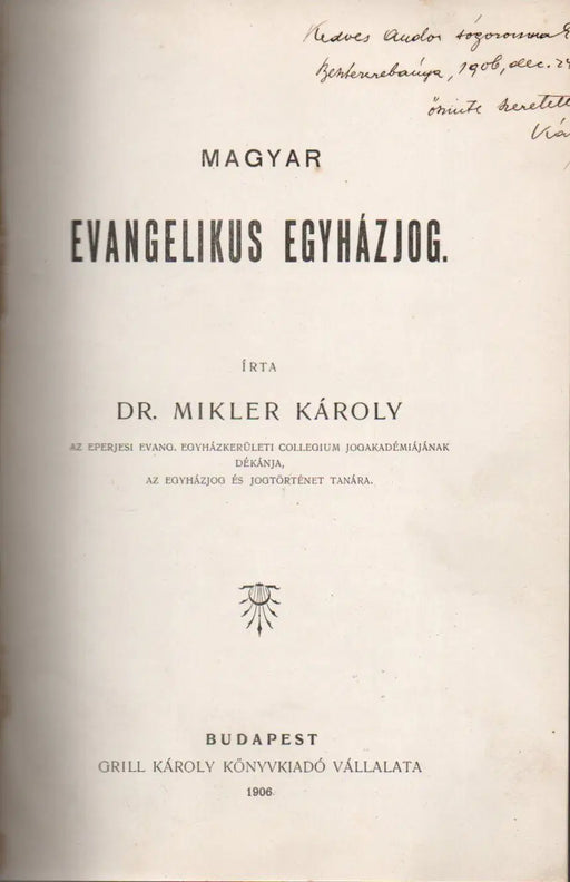 Magyar evangelikus egyházjog - Oskola Antikvárium