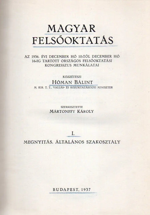 Magyar felsőoktatás I - II. - Oskola Antikvárium
