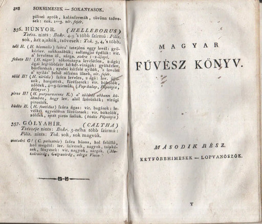 Magyar Fűvész Könyv, melly a' két magyar hazábann találtatható növevényeknek megesmerésére vezet, A' Linné alkotmánya szerént I - II. - Oskola Antikvárium
