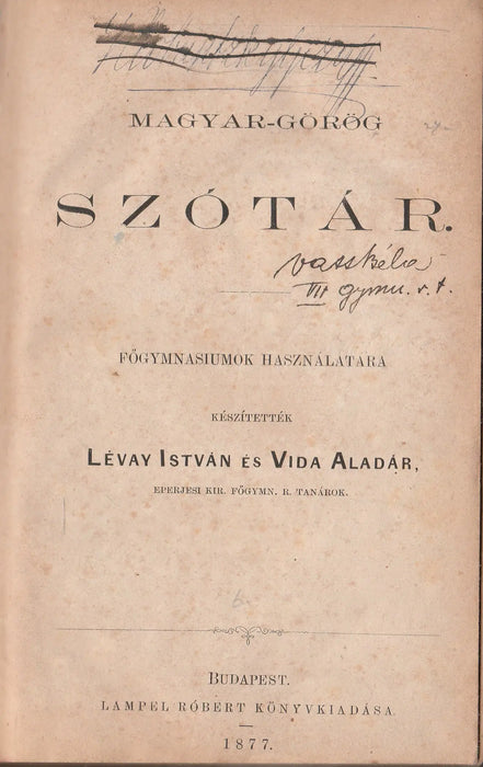 Magyar - görög szótár - Oskola Antikvárium