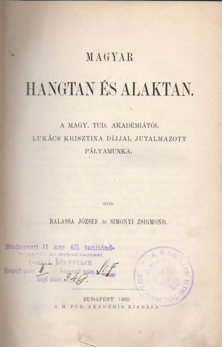 Magyar hangtan és alaktan - Oskola Antikvárium