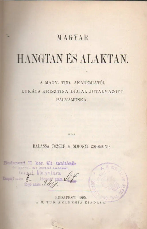 Magyar hangtan és alaktan - Oskola Antikvárium