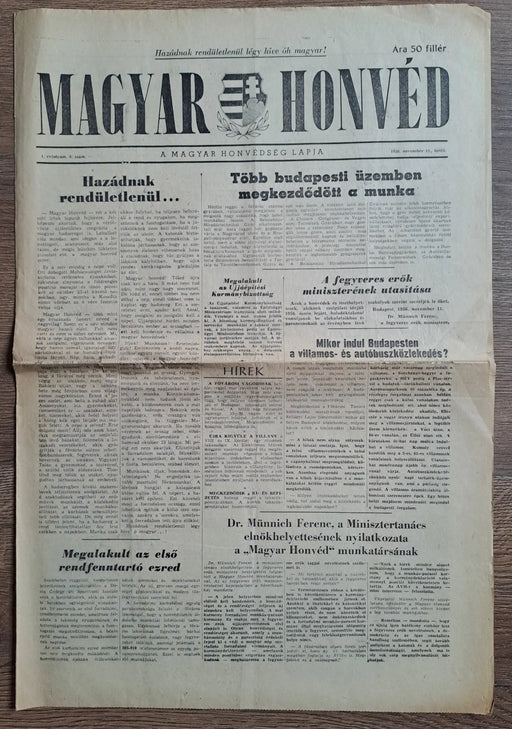 Magyar Honvéd 1. évfolyam 6. szám 1956. november 12. - Oskola Antikvárium