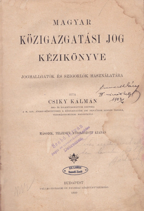 Magyar közigazgatási jog kézikönyve - Oskola Antikvárium
