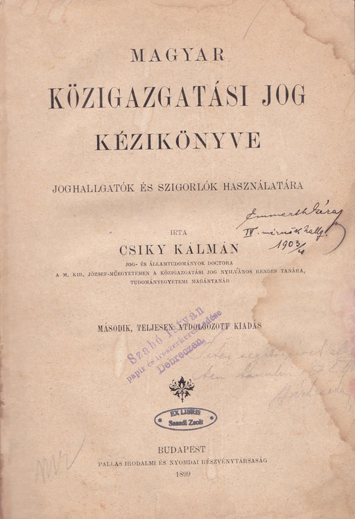 Magyar közigazgatási jog kézikönyve - Oskola Antikvárium