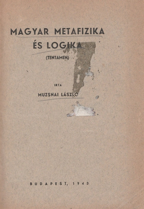Magyar metafizika és logika - Oskola Antikvárium
