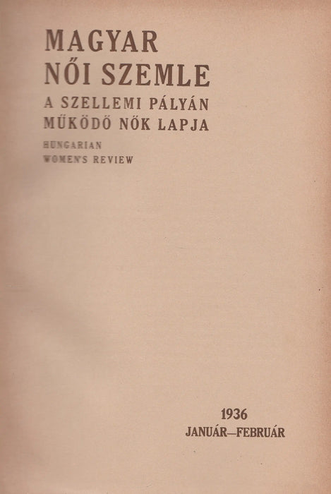 Magyar Női Szemle 1936 - Oskola Antikvárium