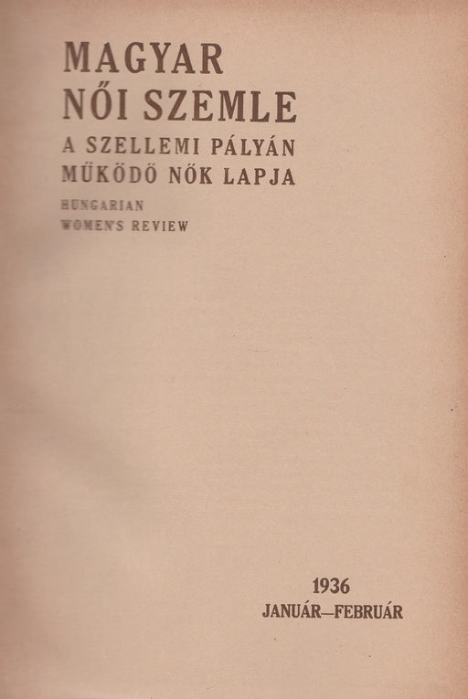 Magyar Női Szemle 1936 - Oskola Antikvárium