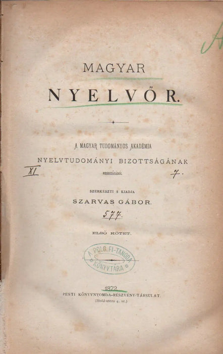 Magyar Nyelvőr 51 kötete 1872 - 1983 - Oskola Antikvárium