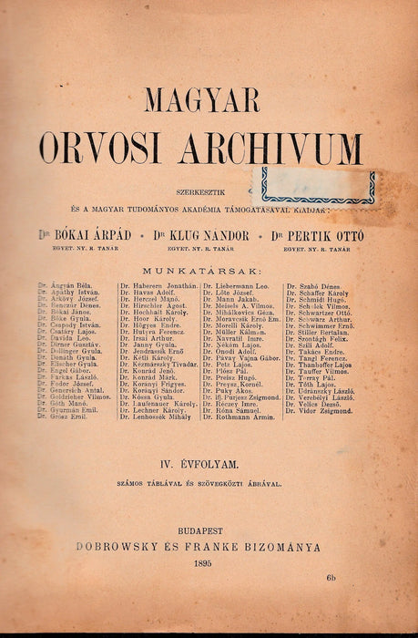 Magyar orvosi archivum IV. - Oskola Antikvárium