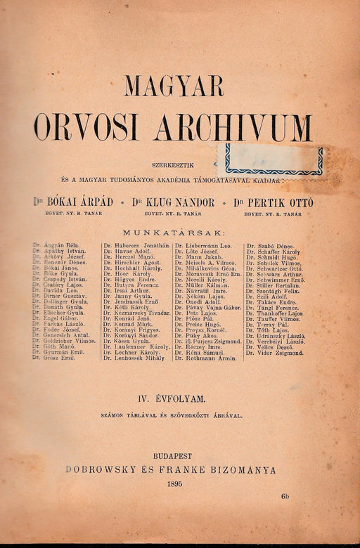 Magyar orvosi archivum IV. - Oskola Antikvárium