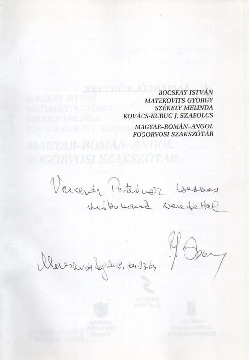 Magyar - román - angol fogorvosi szakszótár - Oskola Antikvárium