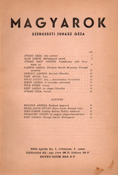 Magyarok 1947 - 1948 I - IV. évfolyamok vegyes számai - Oskola Antikvárium