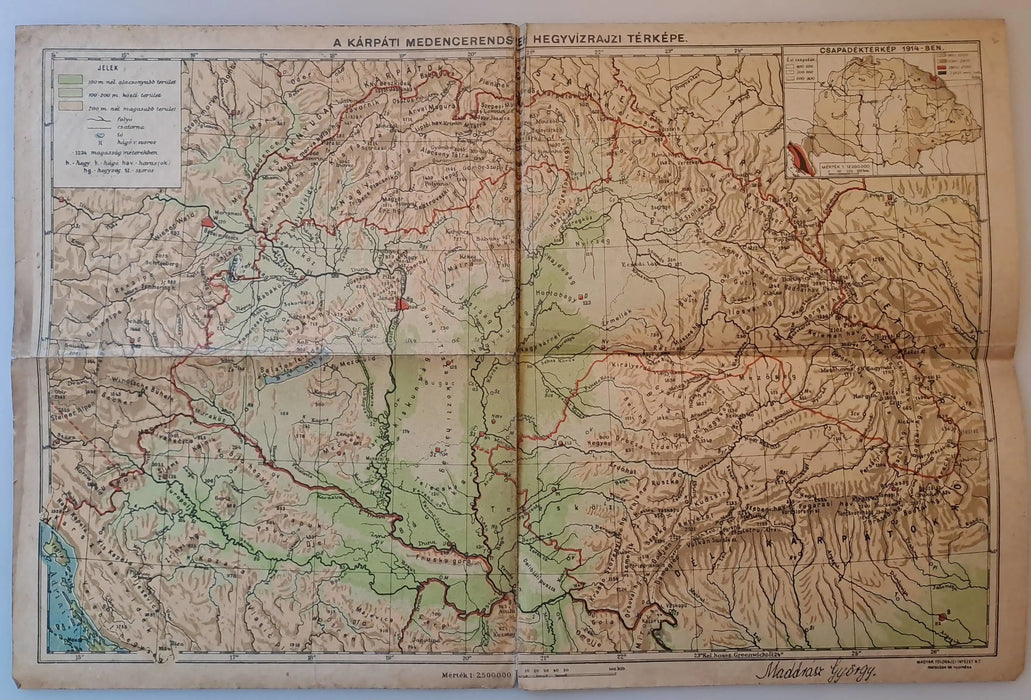 Magyarország közigazgatási térképe 1918 - ban, az 1942. évi határokkal - Oskola Antikvárium