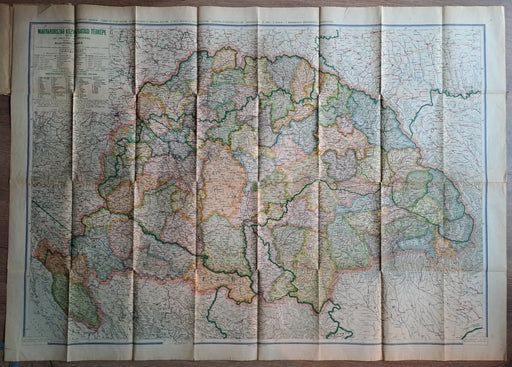 Magyarország közigazgatási térképe 1918 - ban, az 1942. évi határokkal - Oskola Antikvárium