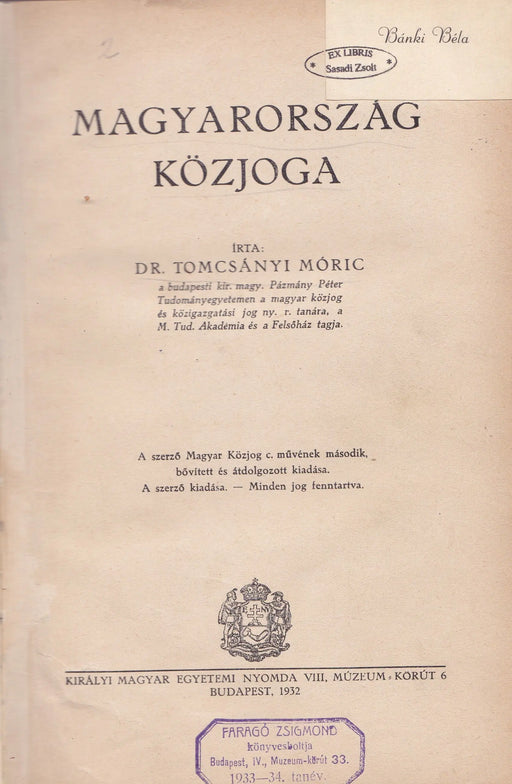 Magyarország közjoga - Oskola Antikvárium