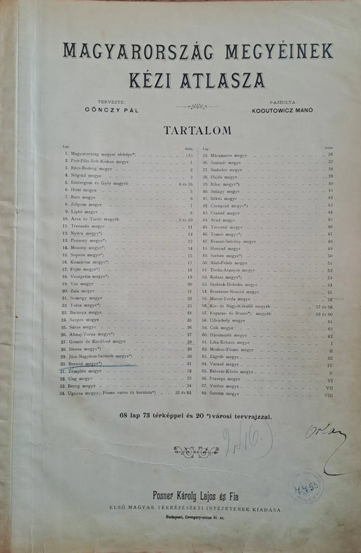 Magyarország megyéinek kézi atlasza - Oskola Antikvárium