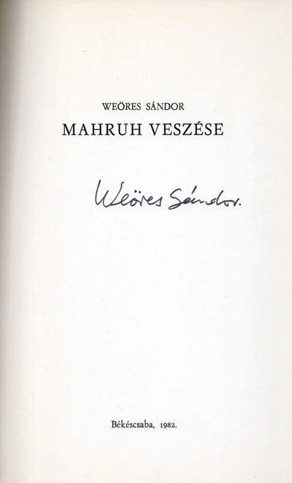 Mahruh veszése - Oskola Antikvárium