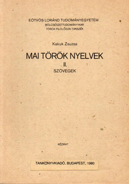 Mai török nyelvek II. - Oskola Antikvárium