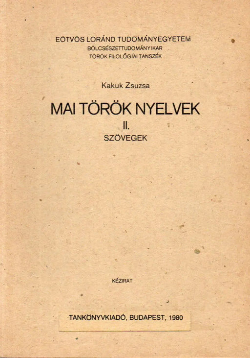 Mai török nyelvek II. - Oskola Antikvárium