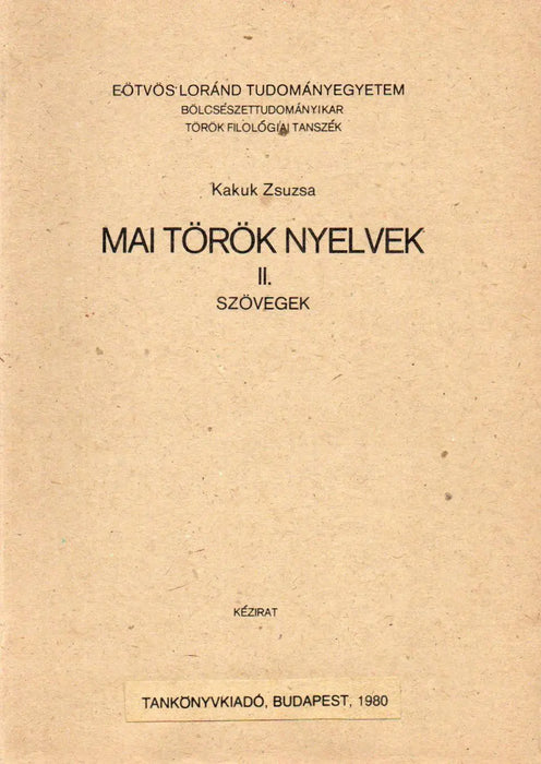 Mai török nyelvek II. - Oskola Antikvárium