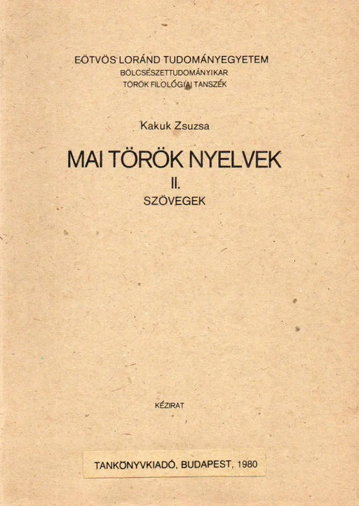 Mai török nyelvek II. - Oskola Antikvárium