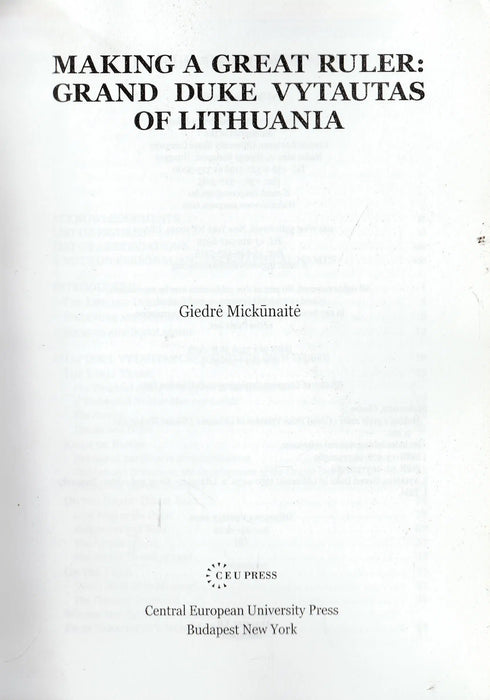 Making a Great Ruler: Grand Duke Vytautas of Lithuania - Oskola Antikvárium