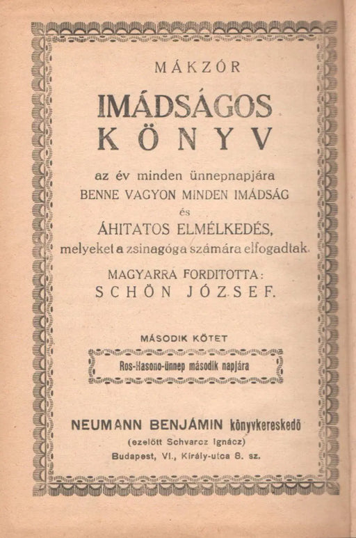Mákzór imádságos könyv az év minden napjára II. - Oskola Antikvárium