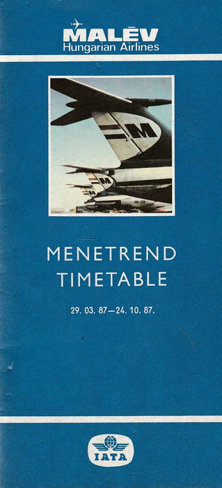 Malév menetrend (29.03.87 - 24.10.87.) - Oskola Antikvárium