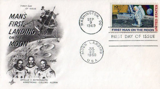 Man's First Landing on the Moon 1969 - Emlékboríték bélyeggel a holdraszállás alkalmából - Oskola Antikvárium