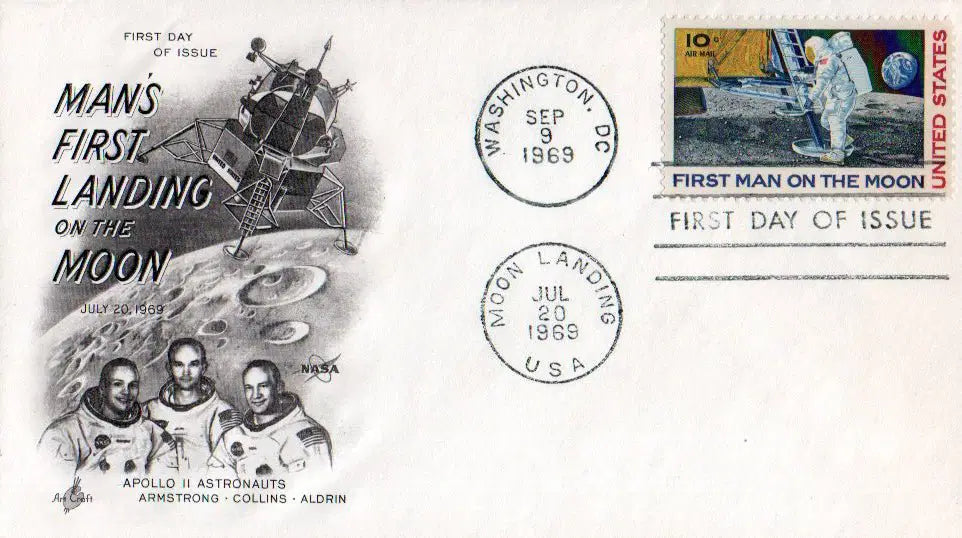Man's First Landing on the Moon 1969 - Emlékboríték bélyeggel a holdraszállás alkalmából - Oskola Antikvárium
