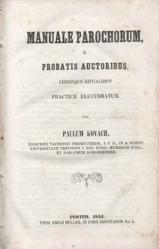 Manuale parochorum - Oskola Antikvárium