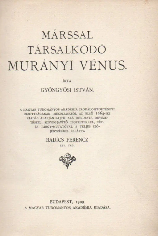 Márssal társalkodó Murányi Vénus - Oskola Antikvárium