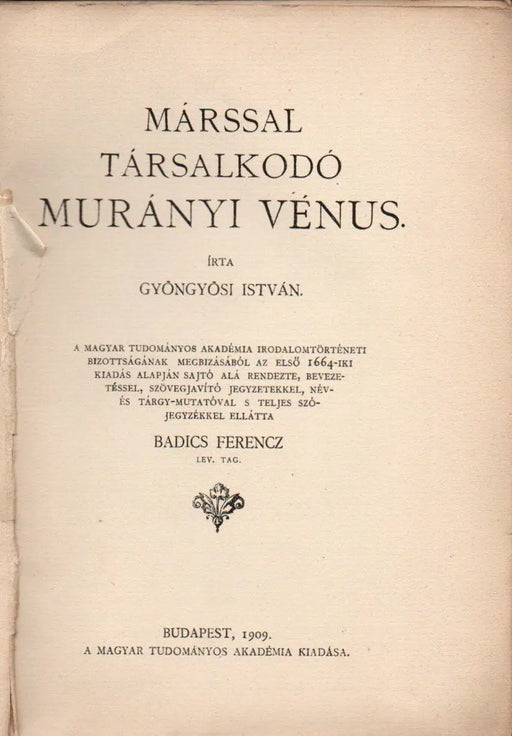Márssal társalkodó Murányi Vénus - Oskola Antikvárium
